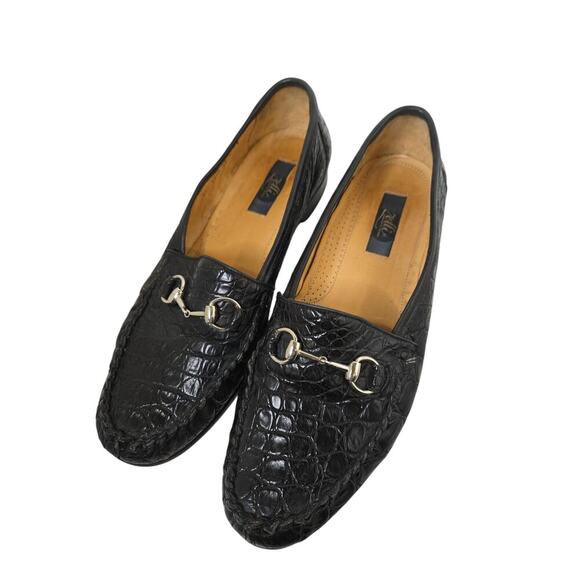 ZELLI Black Crocodile Horsebit Men’s Loafers Shoes Size 13 - Picture 2 of 8
